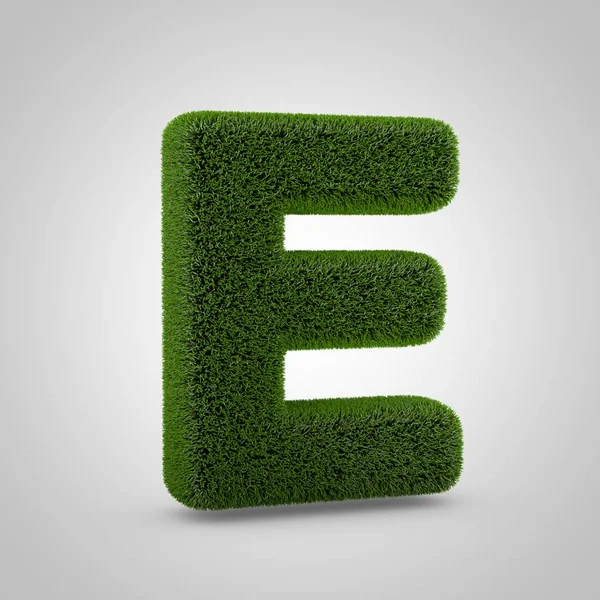 Volumetric Green Moss Uppercase Letter Isolated White Background Rendered Grass — Stock Photo, Image