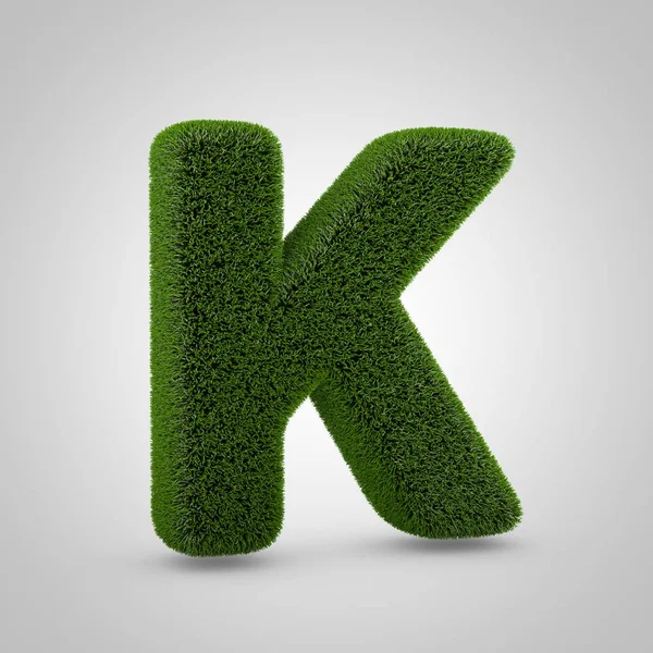 Volumetric Green Moss Uppercase Letter Isolated White Background Rendered Grass — Stock Photo, Image