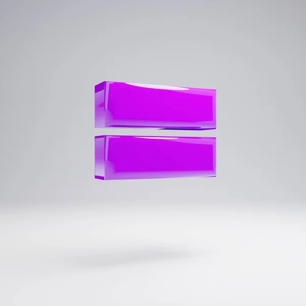 Volumetric Brilhante Violeta Igual Símbolo Isolado Fundo Branco Alfabeto Renderizado — Fotografia de Stock