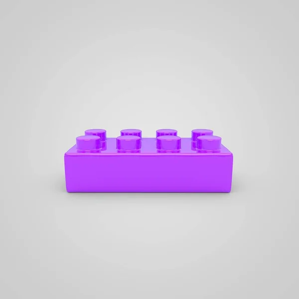 Violett Leksak Byggsten Tegel För Barn Render Färgblock Isolerad Vit — Stockfoto