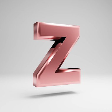 Hacimsel parlak Rose Gold büyük harf Z beyaz arka plan üzerinde izole.