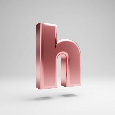 Hacimsel parlak Gül Altın küçük harf H beyaz arka plan üzerinde izole.