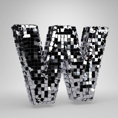 Krom Disko topu büyük harf W beyaz arka plan üzerinde izole. 3d işlenmiş alfabe.