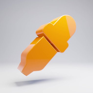 Beyaz arka planda izole hacimsel parlak sıcak turuncu Göz Damlalığı simgesi.