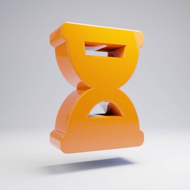 Hacimsel parlak sıcak turuncu Kum Saati Yarım simgesi beyaz arka plan üzerinde izole.