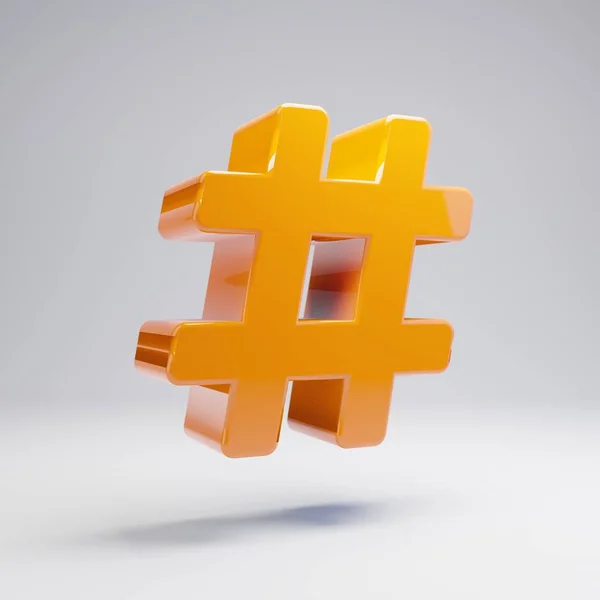 Volumetric glossy ร้อนสีส้ม Hashtag ไอคอนแยกจากพื้นหลังสีขาว . — ภาพถ่ายสต็อก