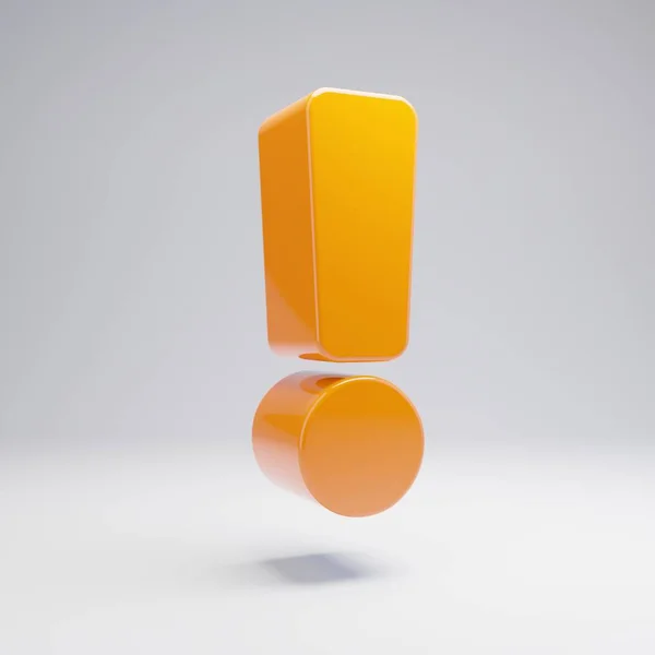 Volumetrico lucido arancio caldo Icona esclamativa isolato su sfondo bianco . — Foto Stock
