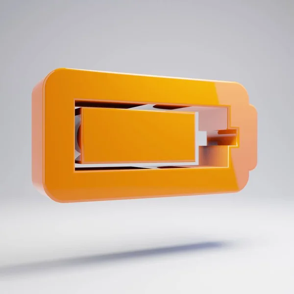 Wolumetryczny błyszczący gorący pomarańczowy bateria trzy czwarte ikona na białym tle. — Zdjęcie stockowe