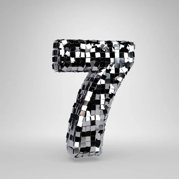 Chrome disco koule číslo 7 izolované na bílém pozadí. 3D vykreslená abeceda. — Stock fotografie