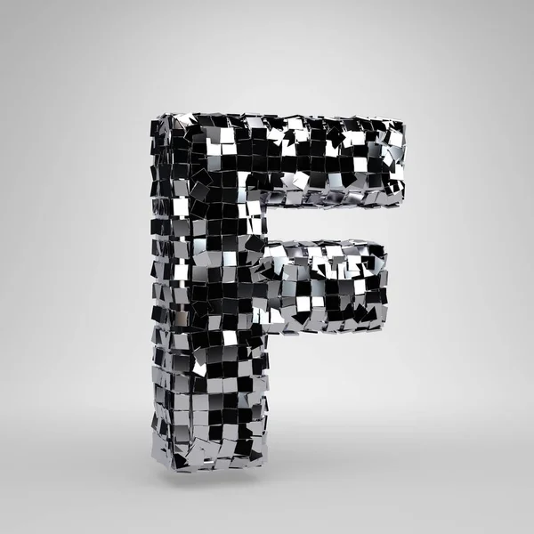 Chrome disco bal hoofdletter F geïsoleerd op witte achtergrond. 3D gerenderd alfabet. — Stockfoto