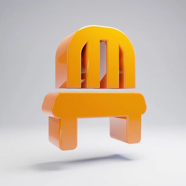 Volymetrisk glänsande varm orange stol ikon isolerad på vit bakgrund. — Stockfoto