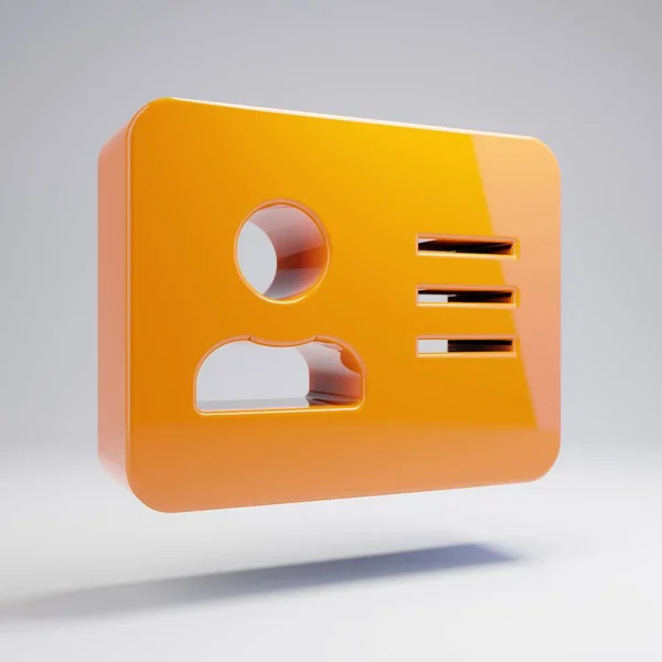 흰색 배경에 격리 된 볼륨 광택 뜨거운 주황색 주소 카드 아이콘. — 스톡 사진