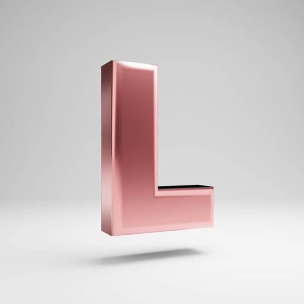 Letra volumétrica brillante en oro rosa en mayúsculas L aislada sobre fondo blanco . —  Fotos de Stock