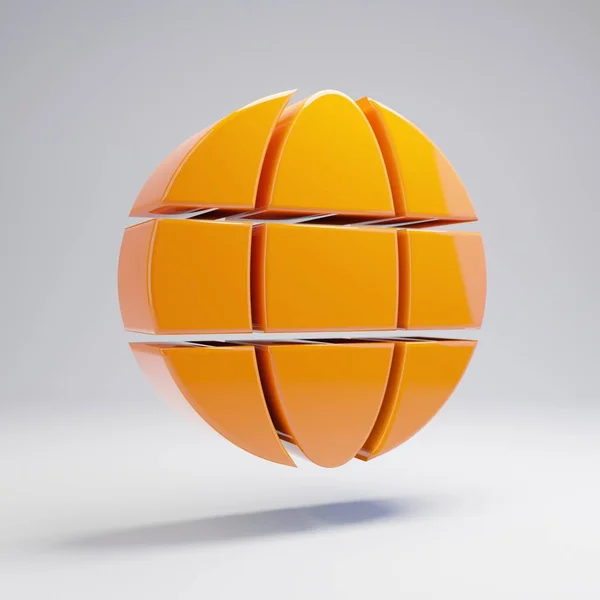 Volumetric brilhante laranja quente ícone do globo isolado no fundo branco . — Fotografia de Stock