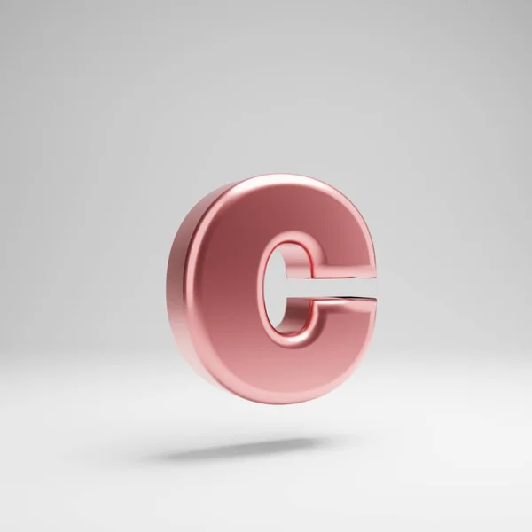 Ογκομετρικό γυαλιστερό Ροζέ χρυσό πεζό γράμμα C απομονωμένο σε λευκό φόντο. — Φωτογραφία Αρχείου