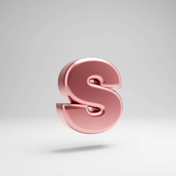 Volumetric glossy Rose Gold lowercase letter S isolated on white background. — Stock Photo, Image