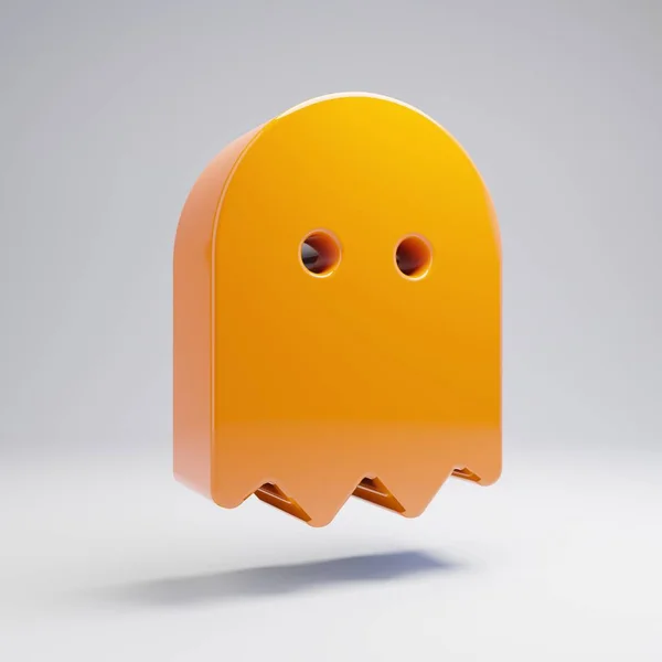 Volumetrischer Hochglanz Hot Orange Ghost Symbol isoliert auf weißem Hintergrund. — Stockfoto