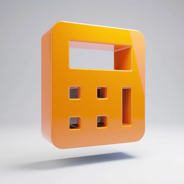 Volumetric glossy hot orange Calculator icon isolated on white background.