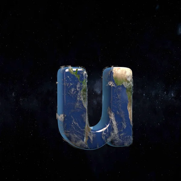在暗空间背景上隔离的地球小写字母 U. — 图库照片
