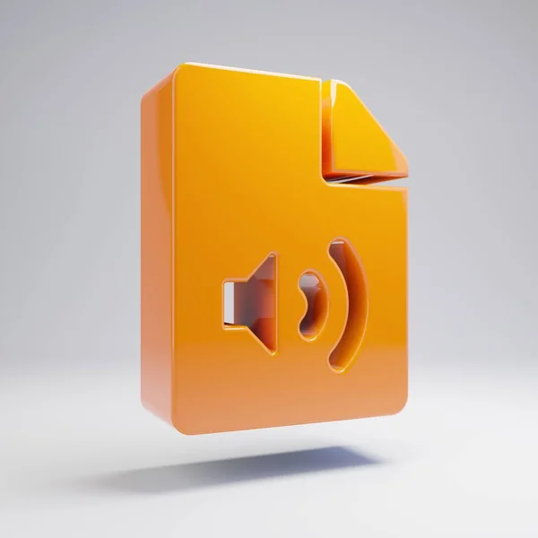 Volumetric glossy hot orange File Audio icon isolated on white background. — Stock Photo, Image