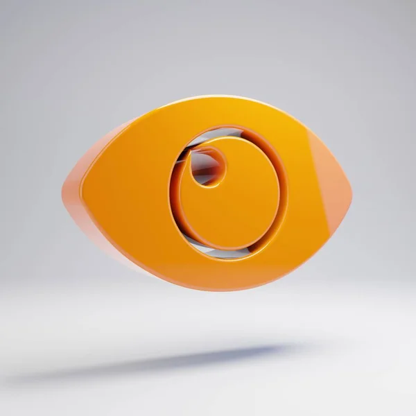 Volumetric glossy hot orange Eye icon isolated on white background. — Stock Photo, Image