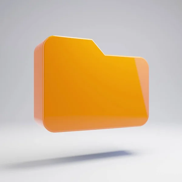 Volumetrico lucido arancio caldo icona della cartella isolato su sfondo bianco . — Foto Stock