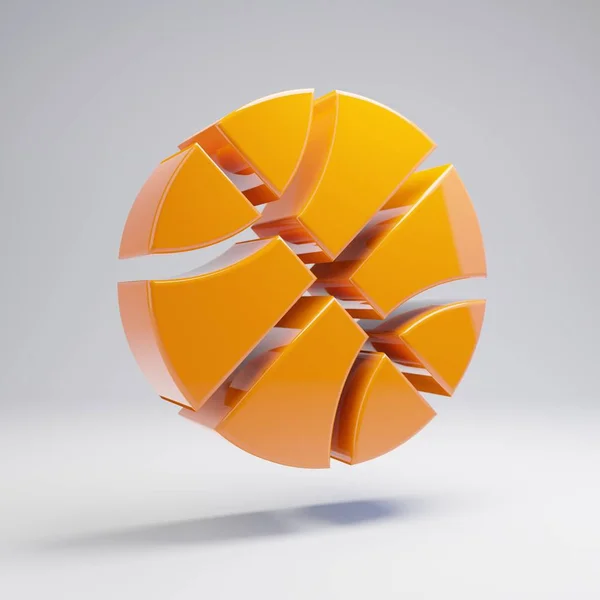 Volumetric glossy hot orange Basketball Ball icon isolated on white background.