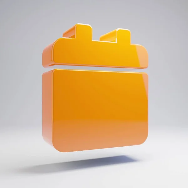 Volumetrisch glanzend warm oranje kalenderpictogram geïsoleerd op witte achtergrond. — Stockfoto