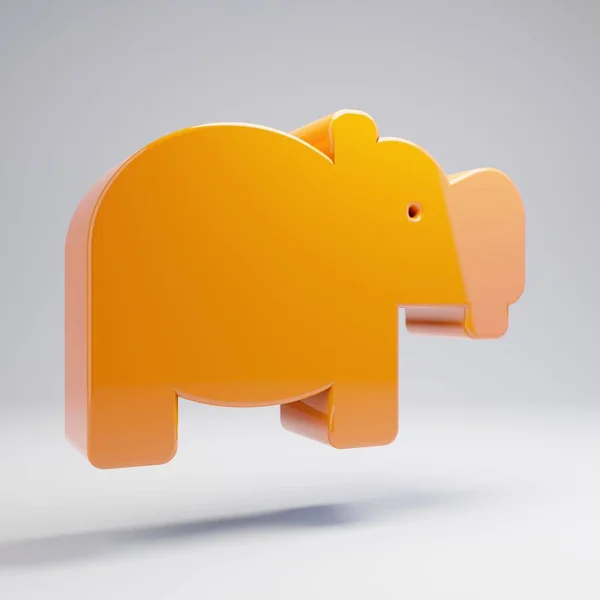 Volumetric glossy hot orange Hippo icon isolated on white background. — Stock Photo, Image