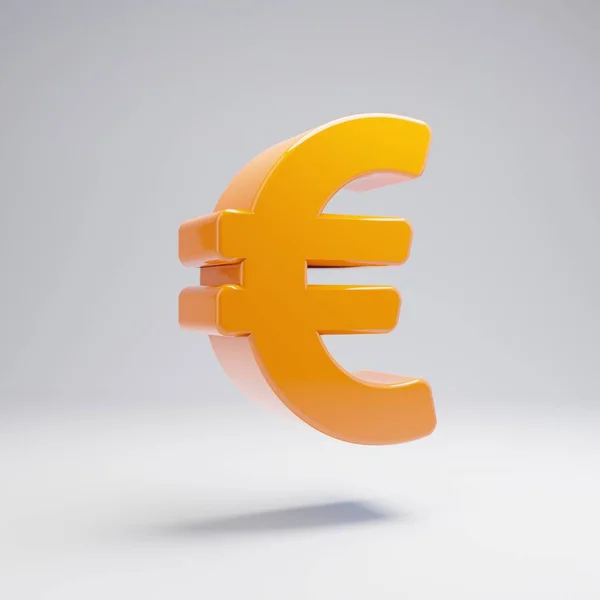 Объемный глянцевый горячий оранжевый значок евро изолирован на белом фоне . — стоковое фото