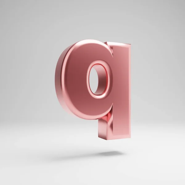 Ογκομετρικό γυαλιστερό Ροζέ χρυσό πεζό γράμμα Q απομονωμένο σε λευκό φόντο. — Φωτογραφία Αρχείου