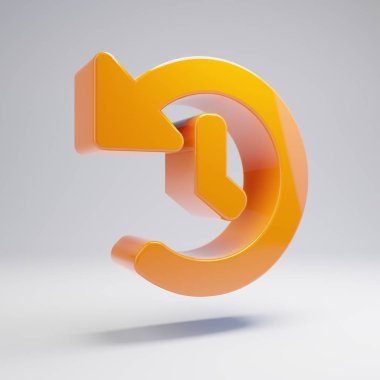 Beyaz arka planda izole hacimsel parlak sıcak turuncu Tarih simgesi.