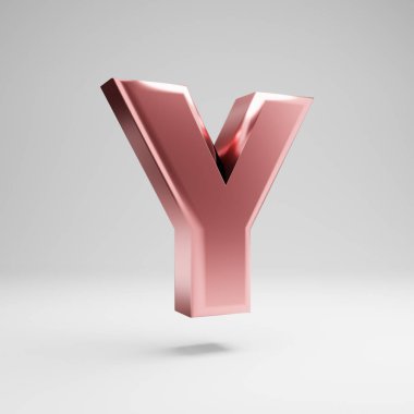 Hacimsel parlak Rose Gold büyük harf Y beyaz arka plan üzerinde izole.