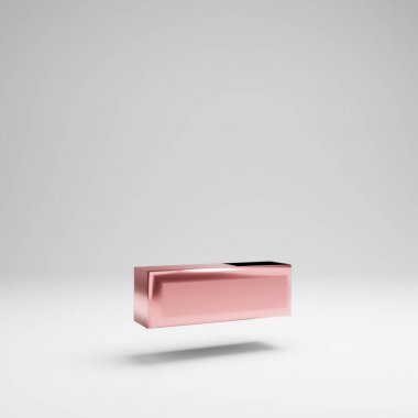 Beyaz arka planda izole hacimsel parlak Rose Gold çizgi sembolü.