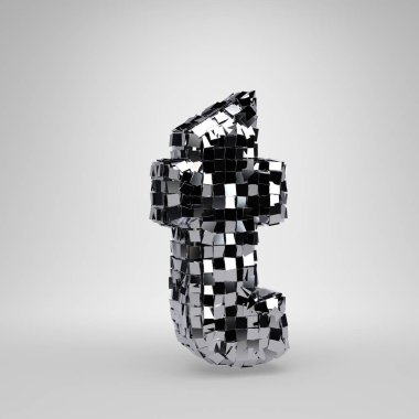 Krom Disko topu küçük harf T beyaz arka plan üzerinde izole. 3d işlenmiş alfabe.