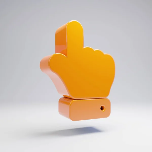 Volumetric brilhante laranja quente Hand Point Up ícone isolado no fundo branco . — Fotografia de Stock