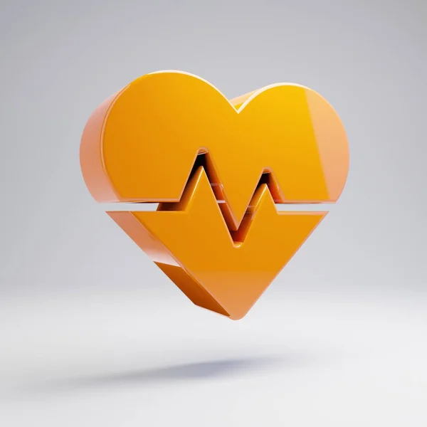 Volumetric glossy hot orange Heart Beat icon isolated on white background. — Stock Photo, Image