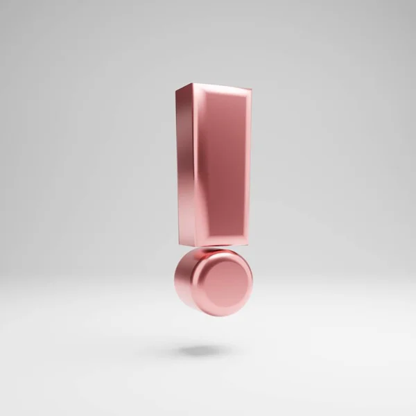 Volumetric brilhante Rose Gold símbolo ponto de exclamação isolado no fundo branco . — Fotografia de Stock