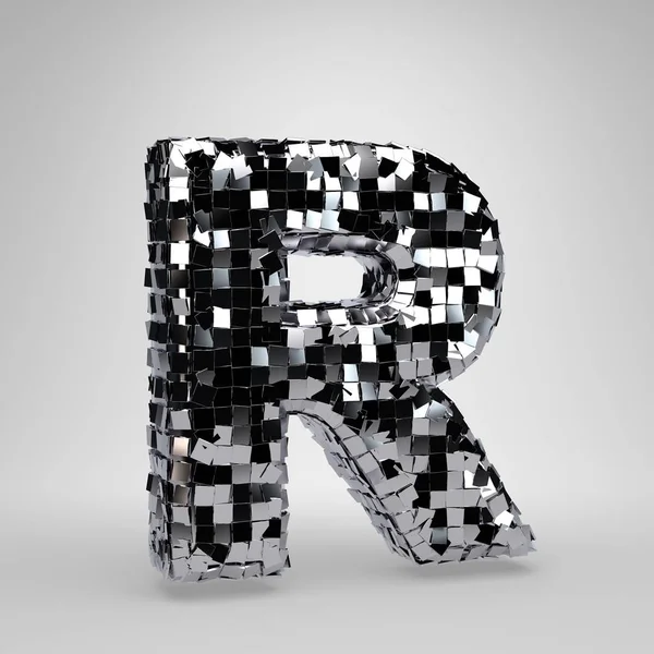 Chrom disco ball Wielka litera R wyizolowana na białym tle. alfabet renderowany 3D. — Zdjęcie stockowe