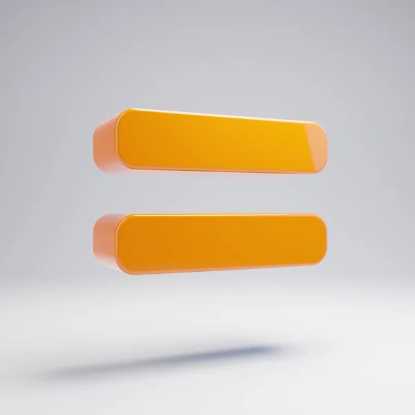 Ογκομετρικό γυαλιστερό ζεστό πορτοκαλί ίσον εικονίδιο απομονώνεται σε λευκό φόντο. — Φωτογραφία Αρχείου