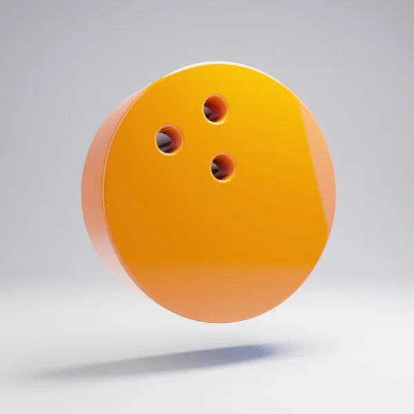 Wolumetryczny błyszczący gorący pomarańczowy Bowling Ball ikona na białym tle. — Zdjęcie stockowe