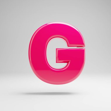 Beyaz arka planda izole edilmiş parlak pembe büyük harf Liyagüle G.