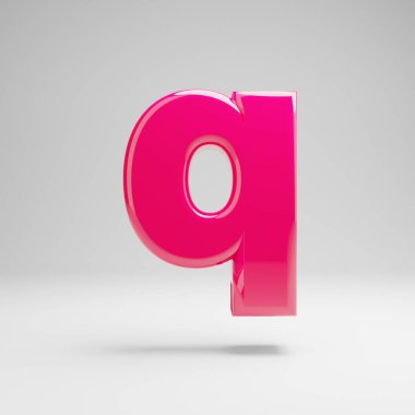 Beyaz arka planda izole edilmiş parlak pembe küçük harf Q.