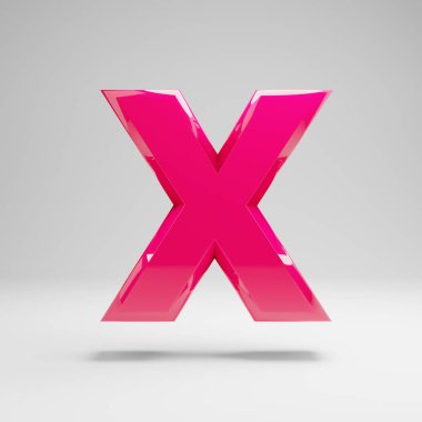 Beyaz arka planda izole edilmiş parlak pembe büyük harf X.