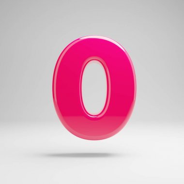 Beyaz arka planda izole edilmiş parlak pembe sayı 0.