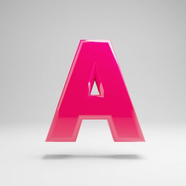 Parlak pembe büyük harf Beyaz arka plan üzerinde izole edilmiş a harfi.