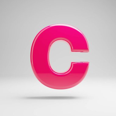 Parlak pembe büyük harf C beyaz arka plan üzerinde izole.