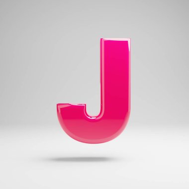 Beyaz arka plan üzerine izole edilmiş parlak pembe büyük harf J harfi.