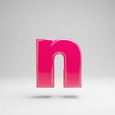 Beyaz arka plan üzerinde izole edilmiş parlak pembe küçük harf N.