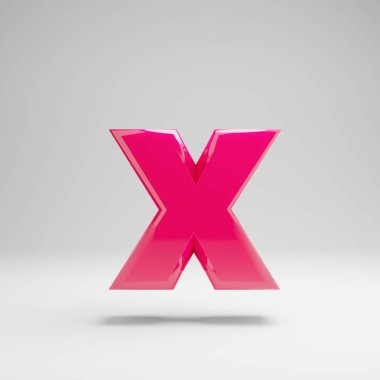 Beyaz arka planda yalıtılmış parlak pembe küçük harf X.